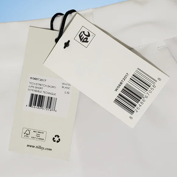 TILLEY Tech Stretch Woven Inverted Front Pleat Skort Women Large White NWT - Picture 5 of 5